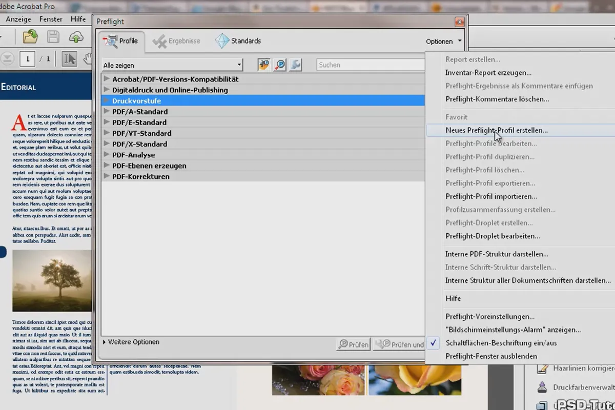 Eigene Preflight-Profile in Acrobat definieren