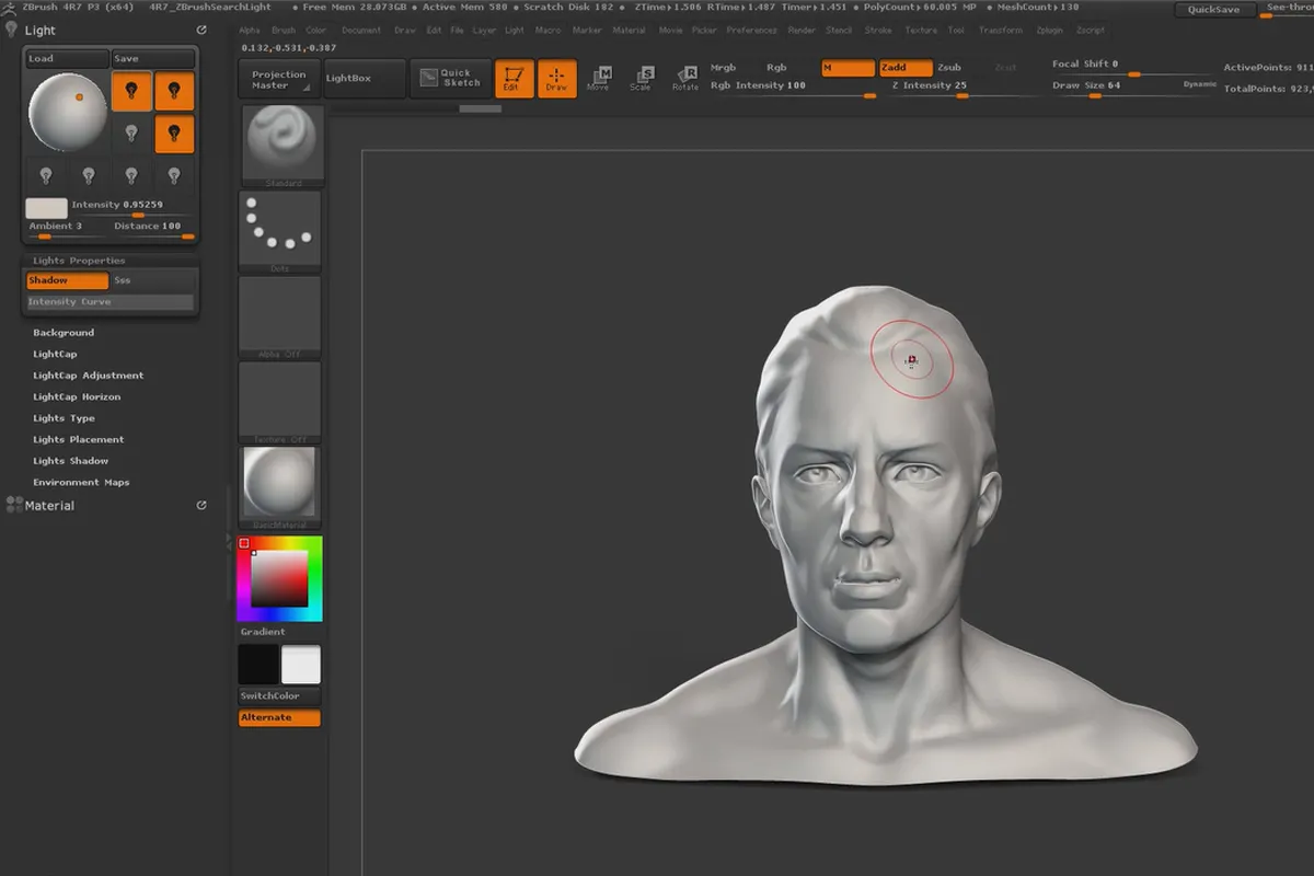 ZBrush pentru începători: 8.1 Lumina Standard