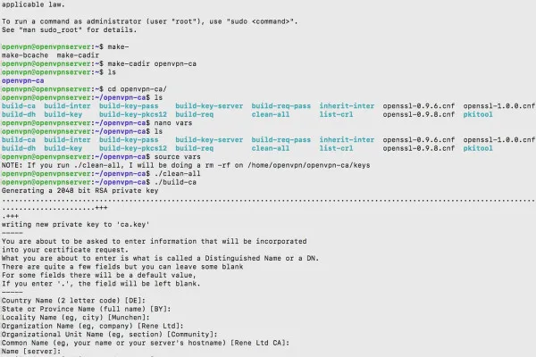 Înțelegerea și configurarea OpenVPN - securizată în rețea: 5.4 Crearea autorității de certificare