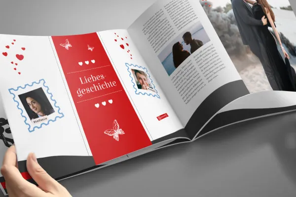 Photoshop-Mockup-Vorlage für eine Doppelseite in einem A4-Heft im Querformat – Variante 9