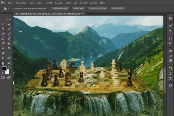Compoziție Photoshop - Jocul de șah - Partea 19: Crearea unei table de șah din stâncă și apă