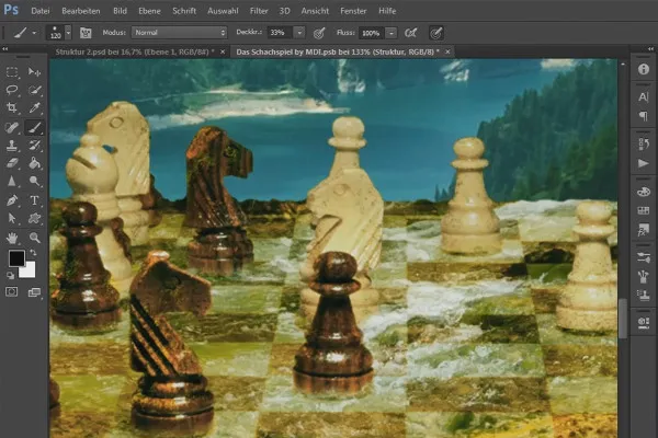 Photoshop-Composing - Jocul de șah - Partea 20: Editarea pieselor de șah cu mușchi și murdărie