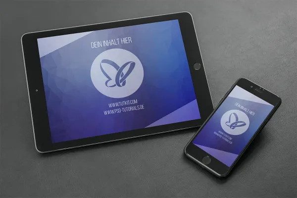Photoshop-Mockup-Vorlage für ein Tablet und ein Smartphone – Version 4