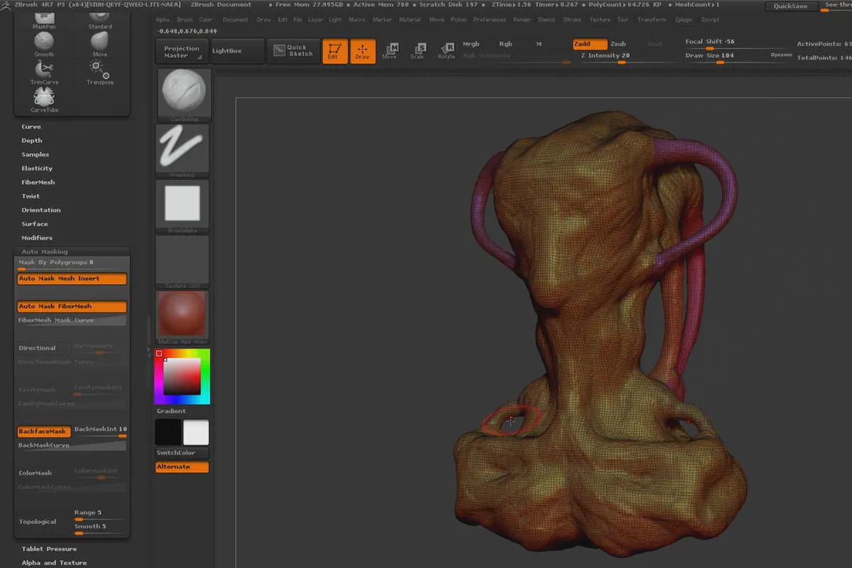 ZBrush pentru începători: 10.1.1 Flux de lucru I - Dynamesh 128