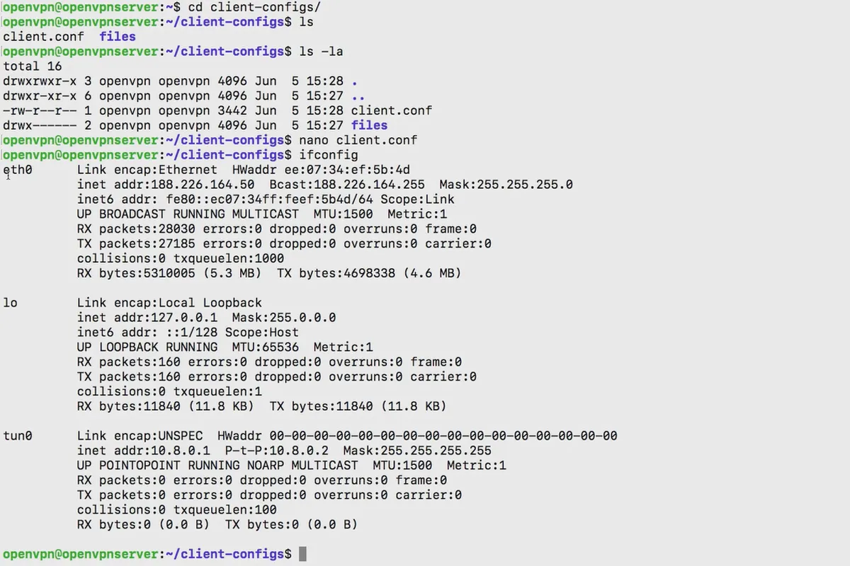 Înțelegerea și configurarea OpenVPN - securizată în rețea: Configurația clientului 5.10.