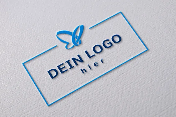 Photoshop-Mockup-Vorlage für Logos: farbiger 3D-Effekt auf texturiertem Papier