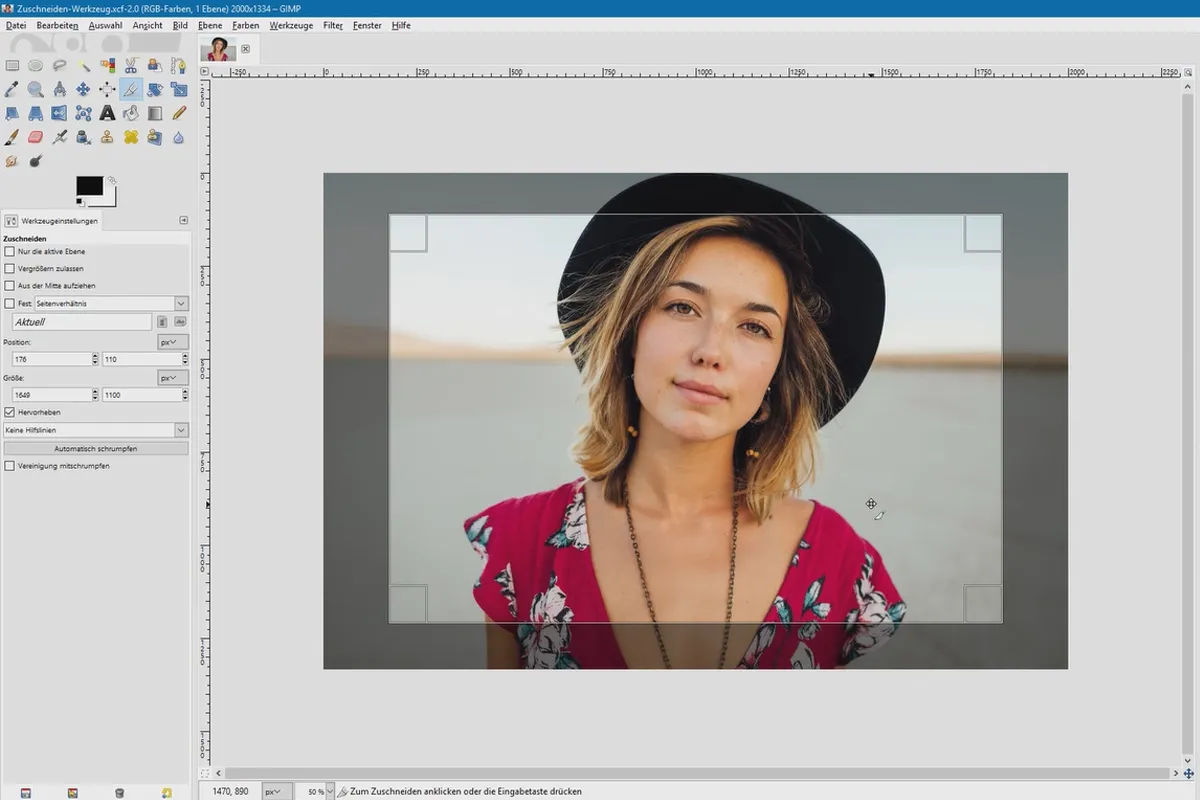 Bildbearbeitung mit GIMP: das Tutorial für Einsteiger – 35 Zuschneiden-Werkzeug