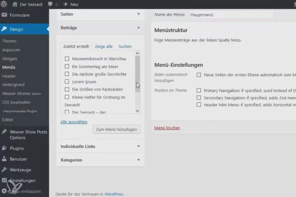 WordPress verstehen und einsetzen: 4.6 Das Menü