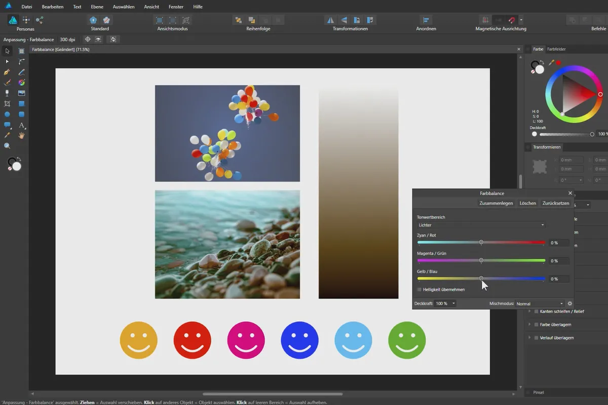 Affinity Designer-Tutorial – Grundlagen: 5.9 | Farbbalance