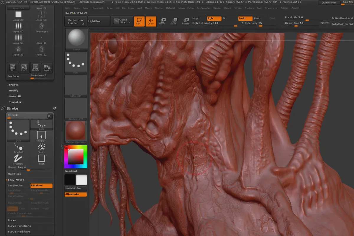 ZBrush pentru începători: 10.1.5 Workflow I – Detaliere: Alphas