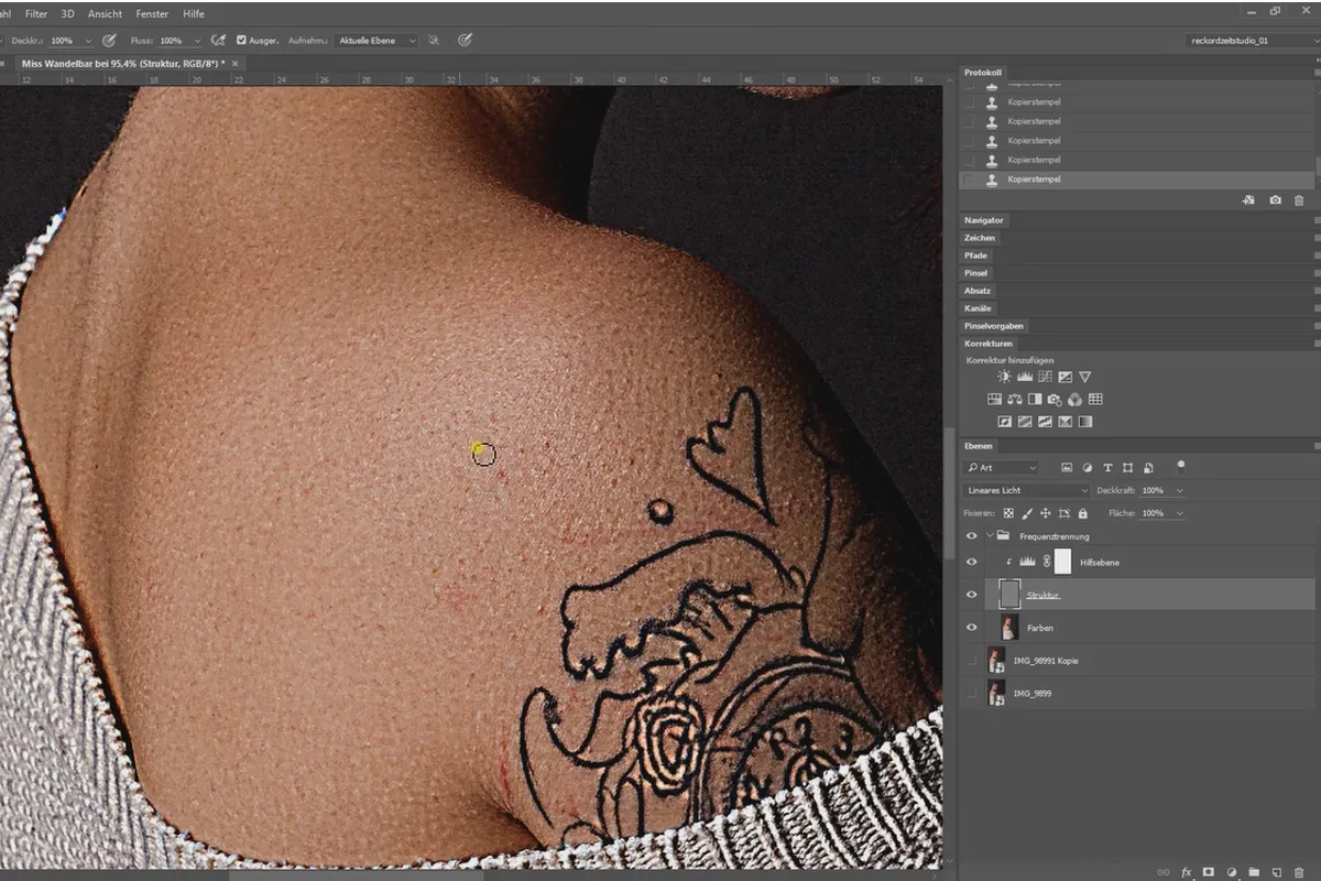 Frequenztrennung in Photoshop – 39 Retusche Körper