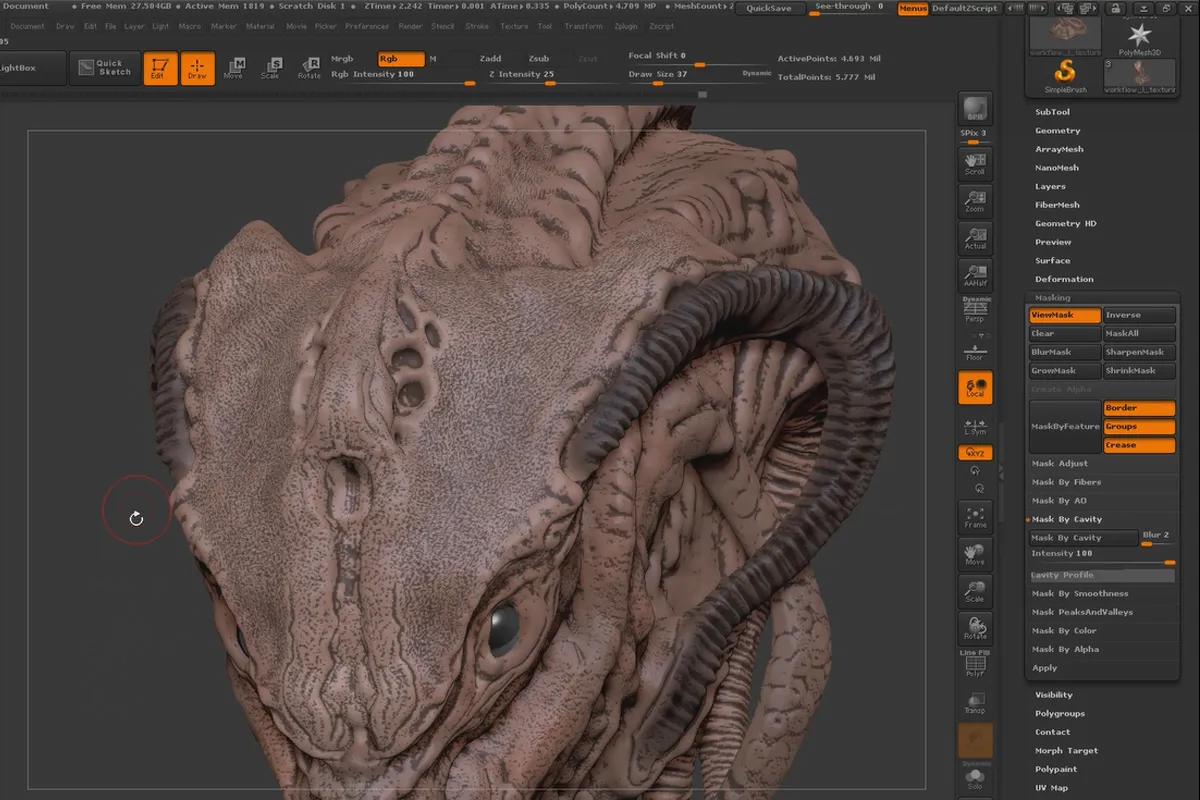 ZBrush pentru începători: 10.1.6 Workflow I – Texturare