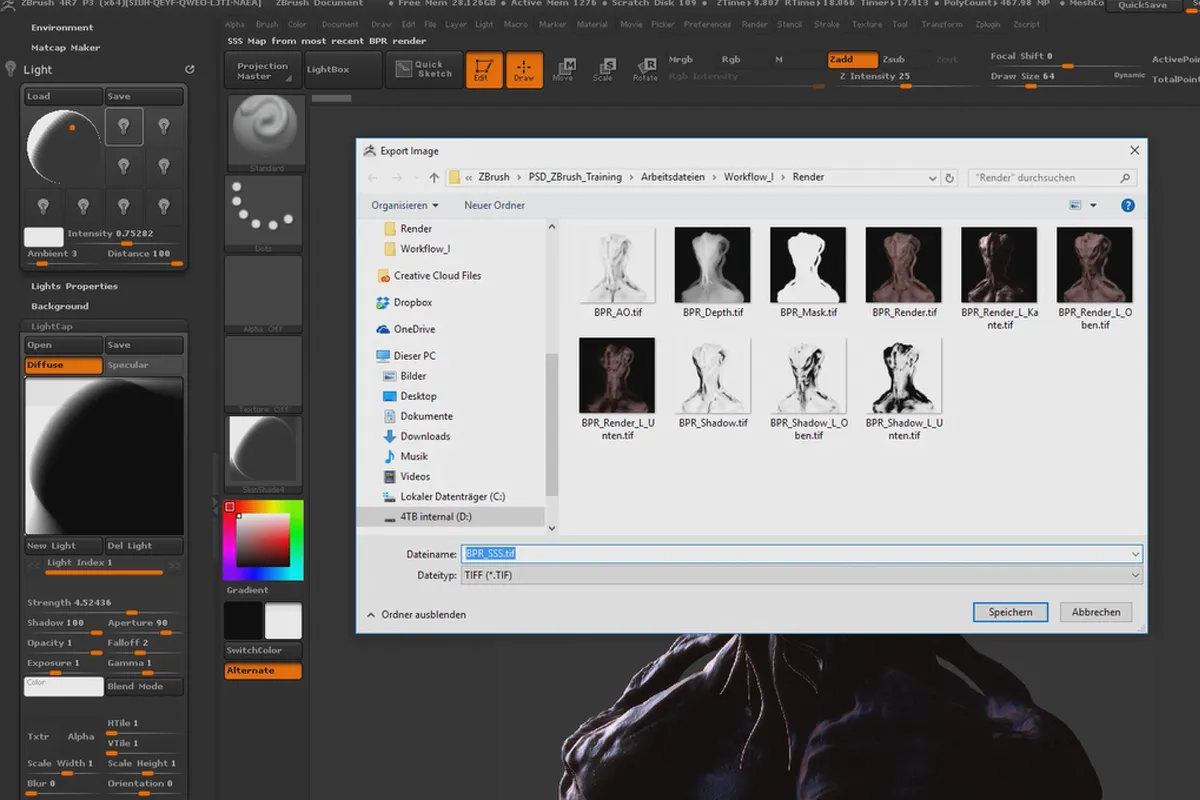 ZBrush pentru începători: 10.1.7 Flux de lucru I – Iluminare/Renderizare