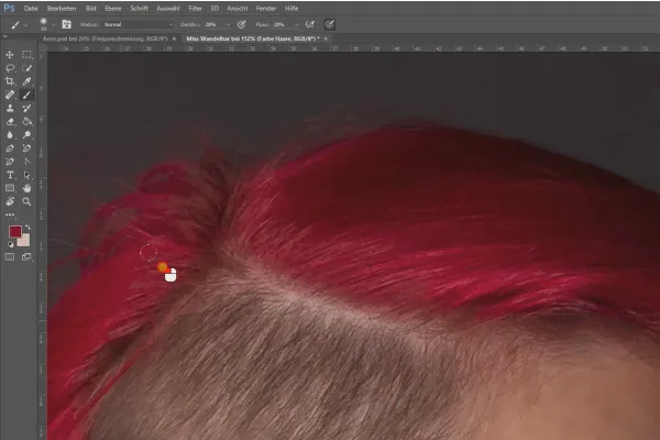 Frequenztrennung in Photoshop – 43 Haaransatz umfärben