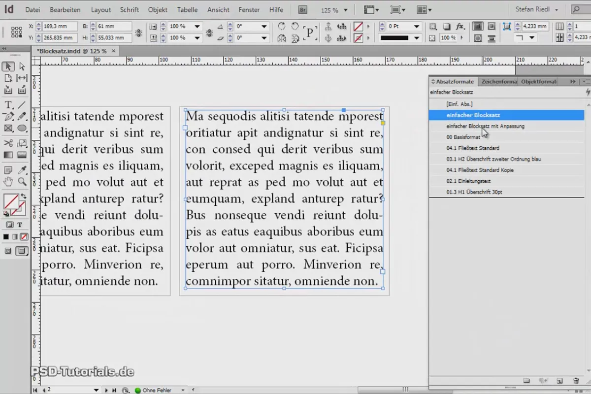 Der Blocksatz in InDesign