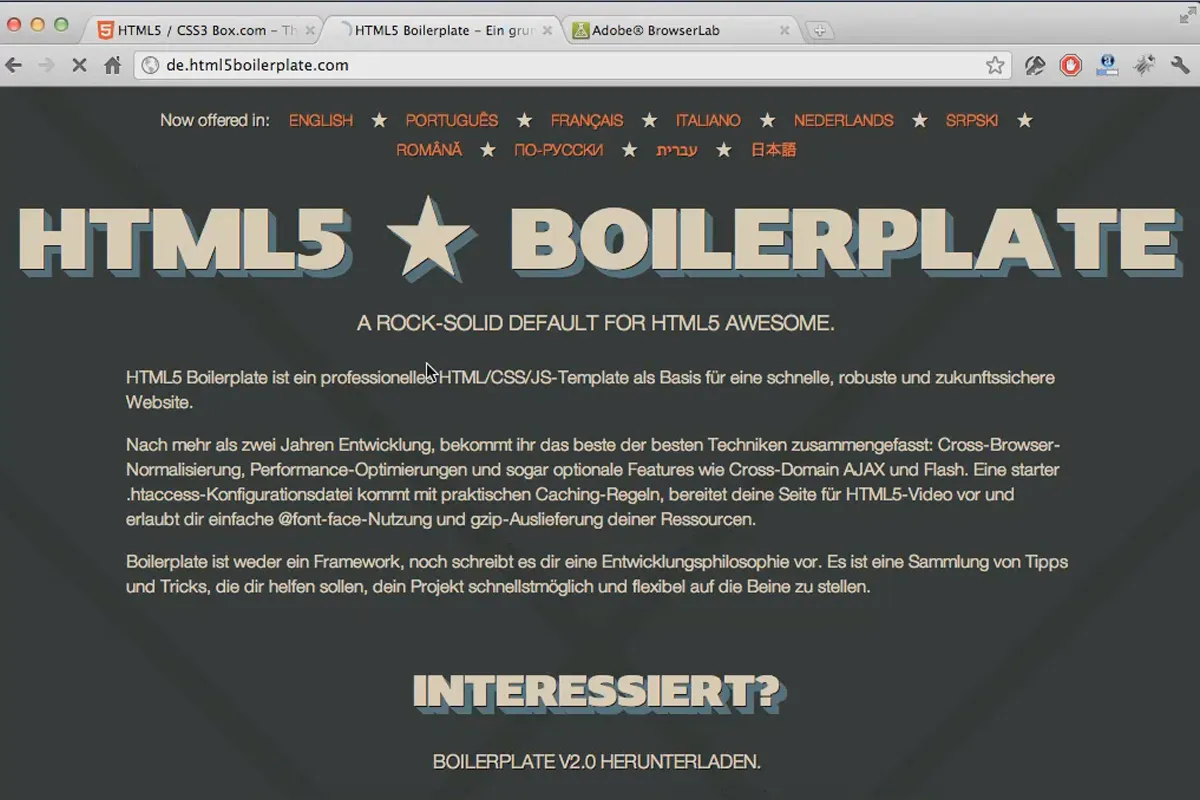 HTML5-Boilerplate - die beste Vorlage für HTML- und CSS3-Webseiten