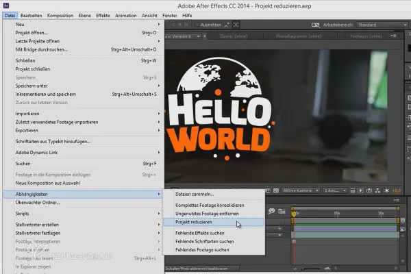 Tipps und Tricks zum Workflow in After Effects: Projekt reduzieren