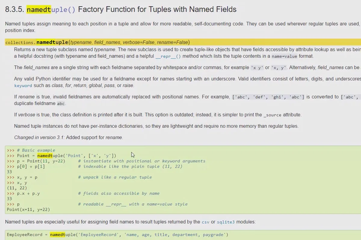 Programarea în Python pentru începători - 53 namedTuple