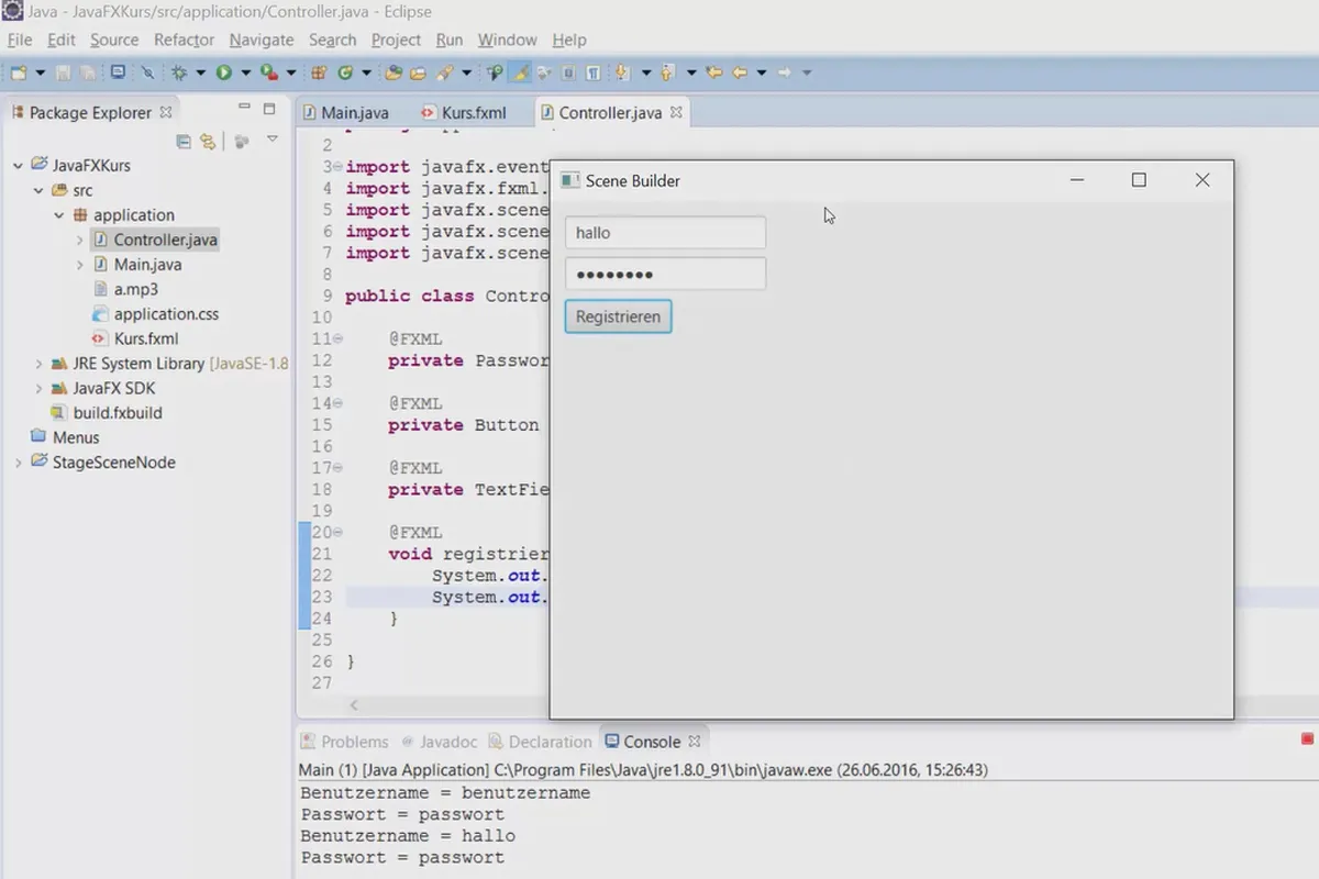 JavaFX für GUI-Entwicklung – 55 Controller