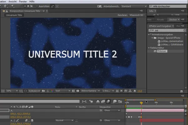 After Effects für Einsteiger: Universum-Titel