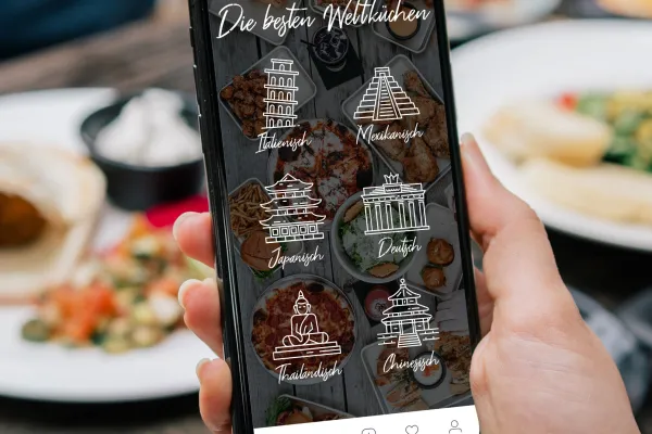 Grafiken mit Wahrzeichen für eine digitale Speisekarte