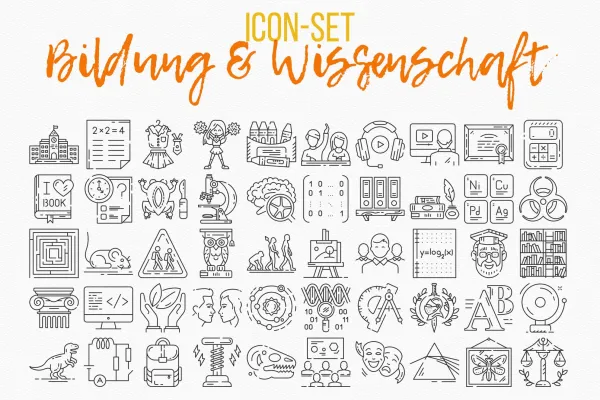 Icons zu Wissenschaft, Schule, Bildung und Universität