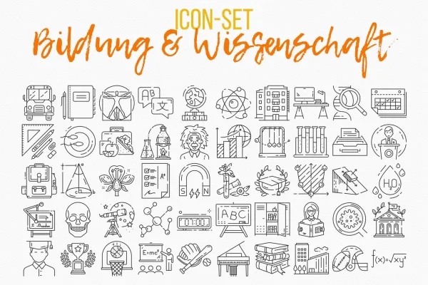 Icons zu Wissenschaft, Schule, Bildung und Universität