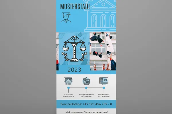 Icons zu Wissenschaft, Schule, Bildung und Universität auf einem Roll-up