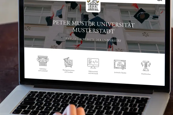 Icons zu Wissenschaft, Schule, Bildung und Universität auf einer Webseite