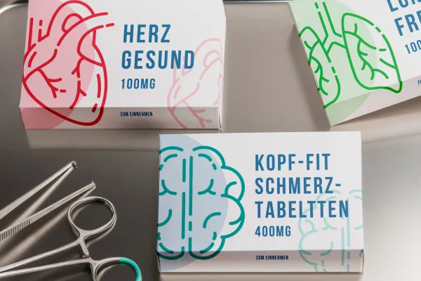 Medizinische Symbole auf Verpackungen