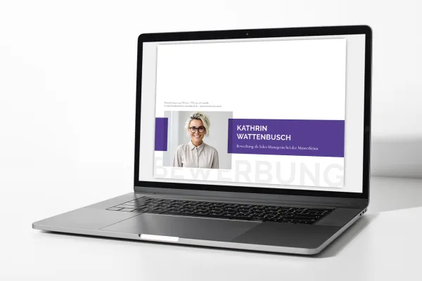Digitale Bewerbungsmappe – Vorlage im Querformat mit Layouts für Deckblatt, Anschreiben, Lebenslauf, Referenzen