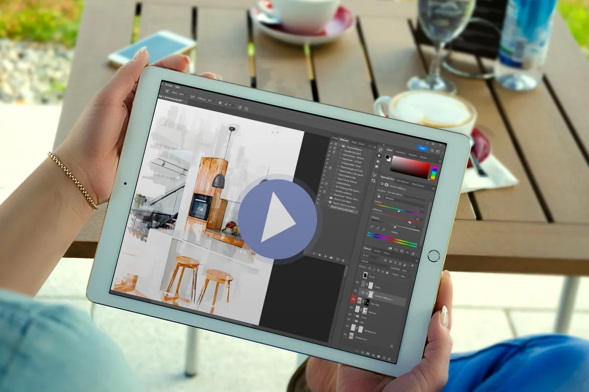 Video-Anleitung: Photoshop-Aktion für Immobilien-Bilder im Look von Marker-Zeichnungen anwenden