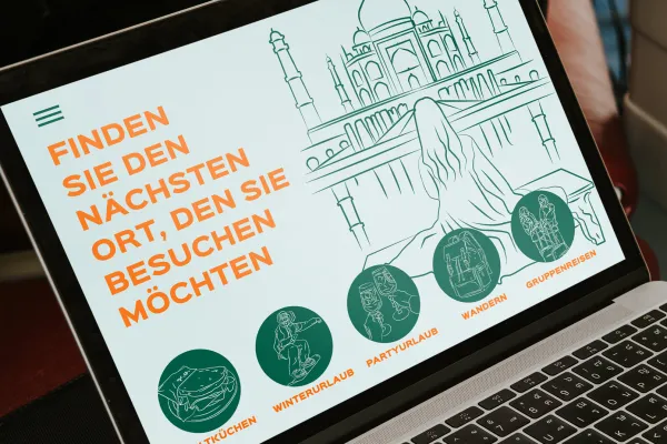 Icons rund um die Themen Reisen, Urlaub und Tourismus auf einer Webseite