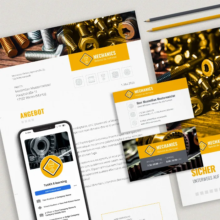 „Mechanics“ – Corporate Design für Handwerker, Werkstätten, Reparaturdienstleister