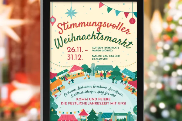 Vorlagen für Weihnachtsplakate und Weihnachtsflyer: Weihnachtsmarkt ankündigen