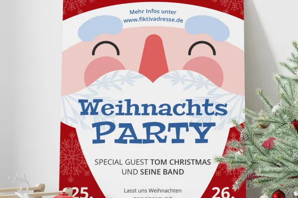 Vorlagen für Weihnachtsplakate und Weihnachtsflyer: Weihnachtsparty ankündigen