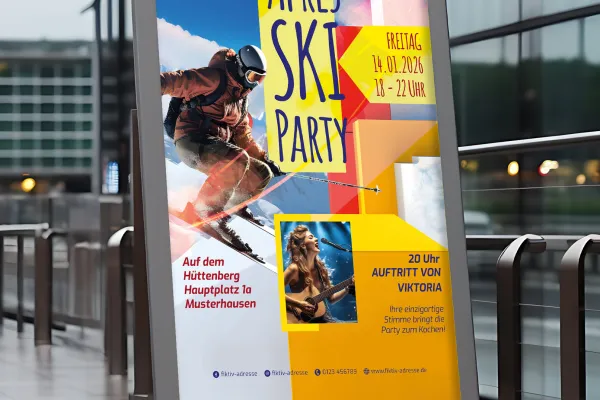 Après-Ski-Party & Hüttengaudi – Flyer- und Plakat-Vorlage für den Winter