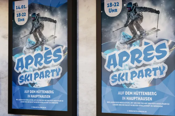 Après-Ski-Party & Hüttengaudi – Flyer- und Plakat-Vorlage für den Winter