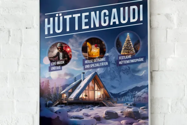 Après-Ski-Party & Hüttengaudi – Flyer- und Plakat-Vorlage für den Winter