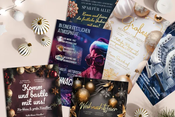 Poster und Flyer für Weihnachten – Design-Vorlagen für Weihnachtsfeier, Weihnachtskonzert und Co.