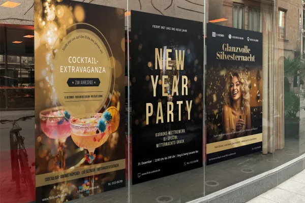 Flyer- & Plakat-Vorlagen für Neujahrs- und Silvesterpartys