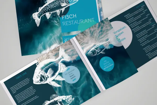 Speisekarten-Vorlagen für Fischrestaurants, Fischhäuser & Fischspezialitäten