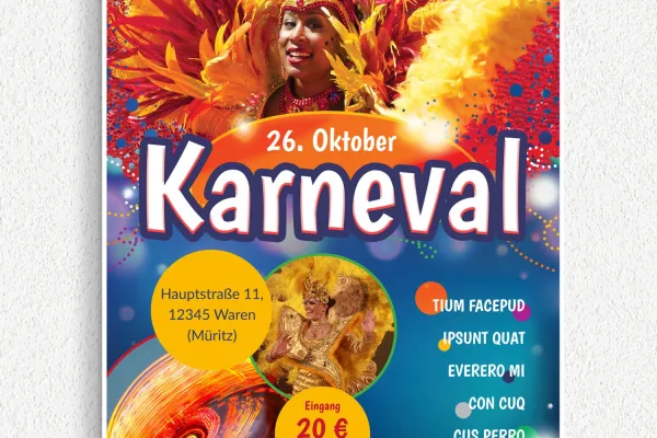 Poster, Flyer und Plakate für Karneval, Fasching und Fastnacht