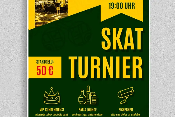 Poster, Flyer und Plakate für Kartenspiele, Skat- und Pokerturniere