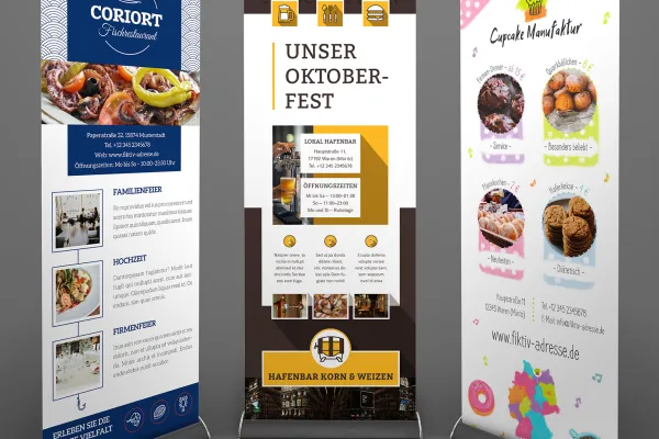 Roll-up-Design-Vorlagen zum Gestalten für Ernährung und Food