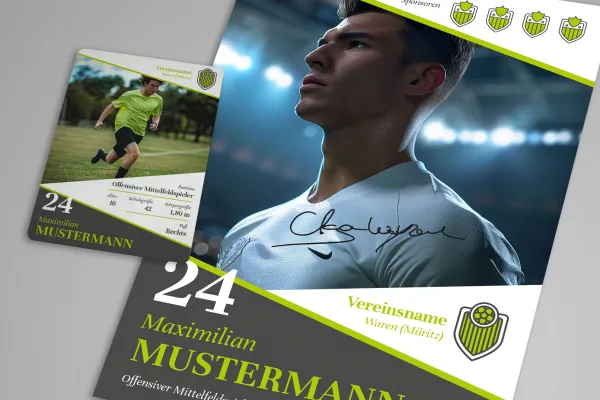 Design-Vorlage für Autogrammkarten und Spieler-Sammelkarten