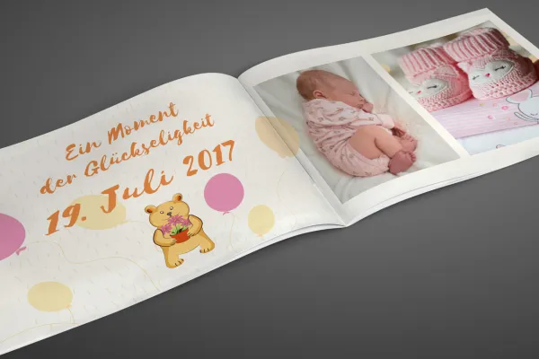 Vorlage für Babyfotoalbum im Querformat DIN A4