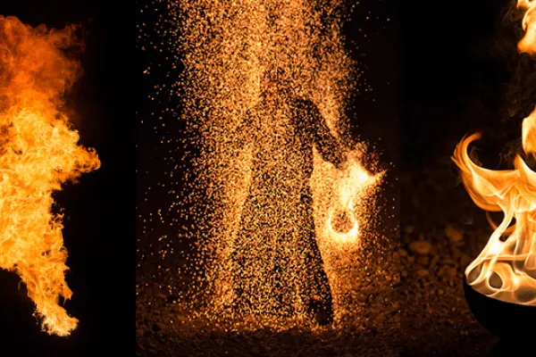 Fotos, in denen die Feuer-Texturen eingearbeitet wurden