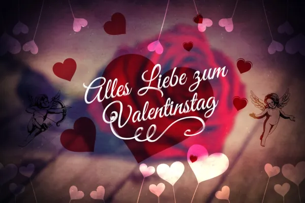 Beispiel zur Anwendung der Pinsel für einen liebevollen Gruß zum Valentinstag.