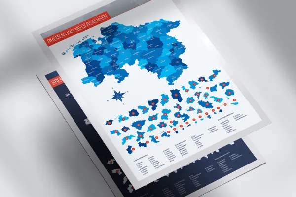 Landkarten von Bremen und Niedersachsen